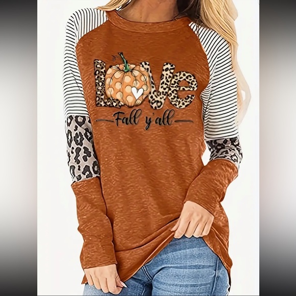Pumpkin Chic LOVE Print Long Sleeve Tee - Picture 8 of 8